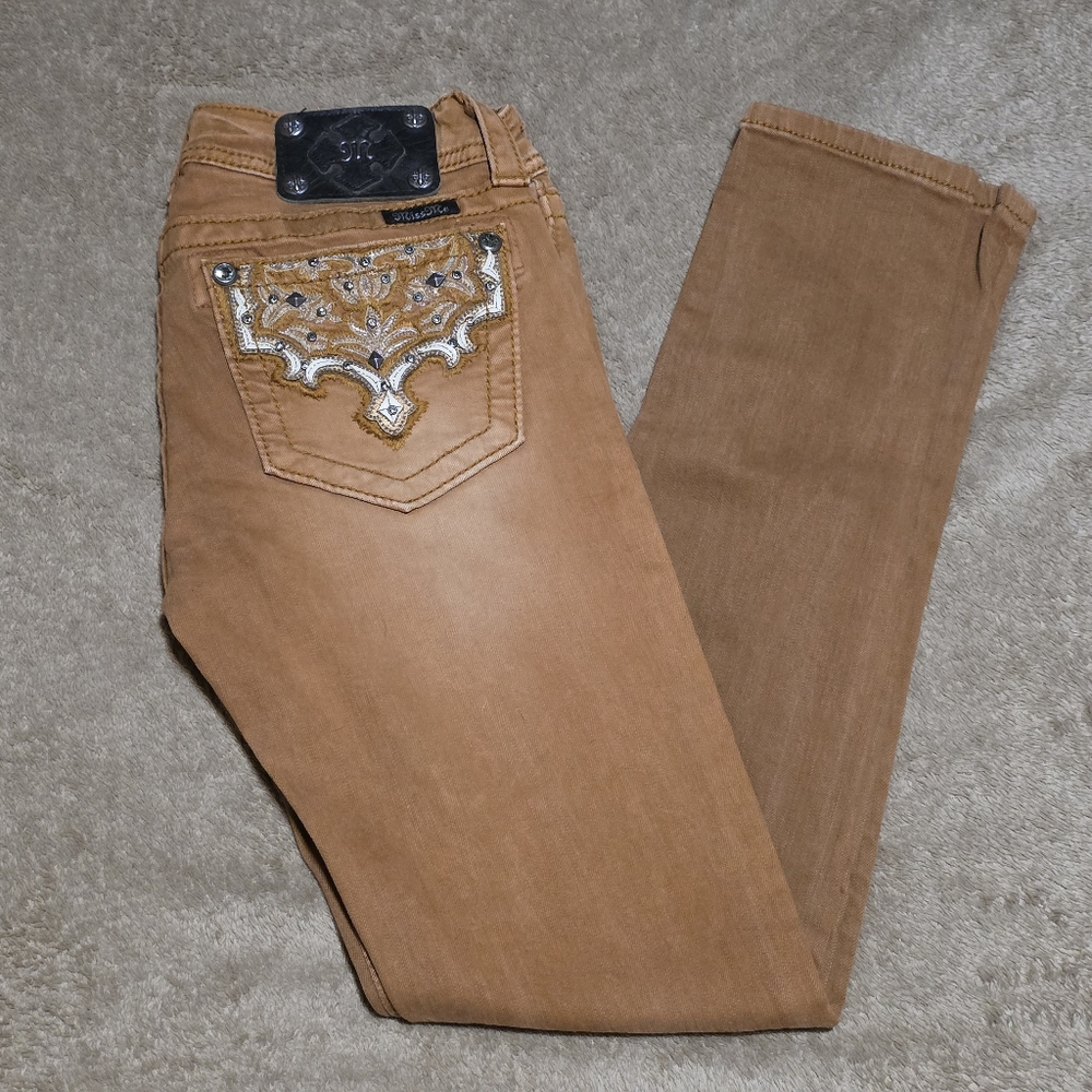 VGUC Womens Miss Me Jeans Signature Rise Skinny Size 27 Mustard Tan